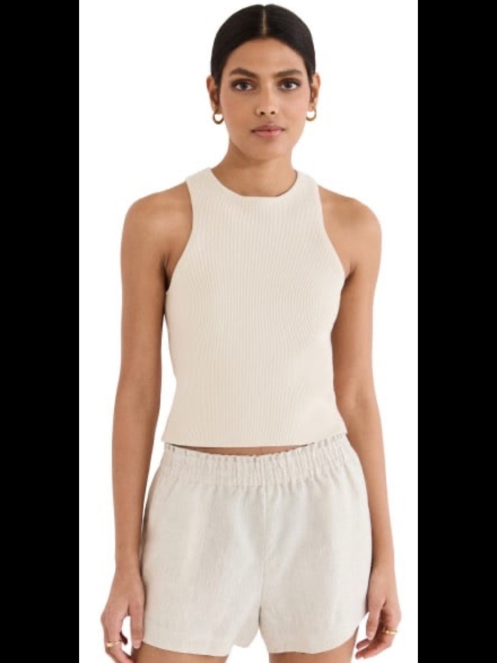 Reformation Hudson Beige Rib Knit Tank Top Size Medium